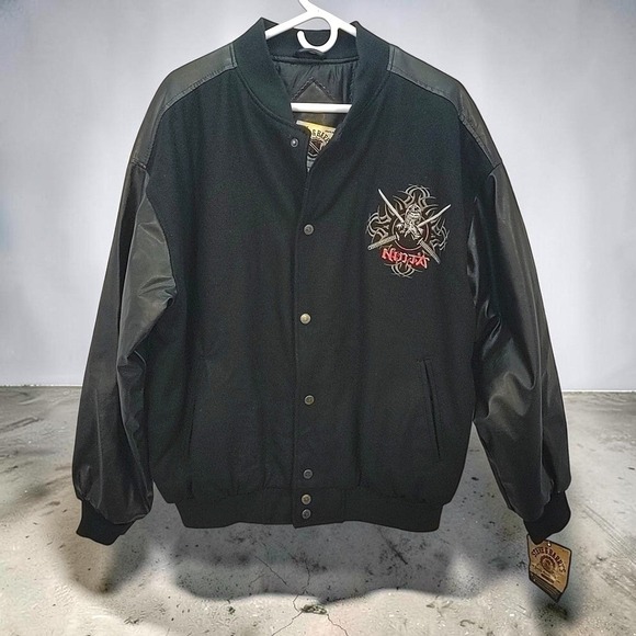 Steve & Barry's Other - VTG Y2K Steve & Barry's Ninja Varsity Bomber Jacket Large Men Black Faux Leather